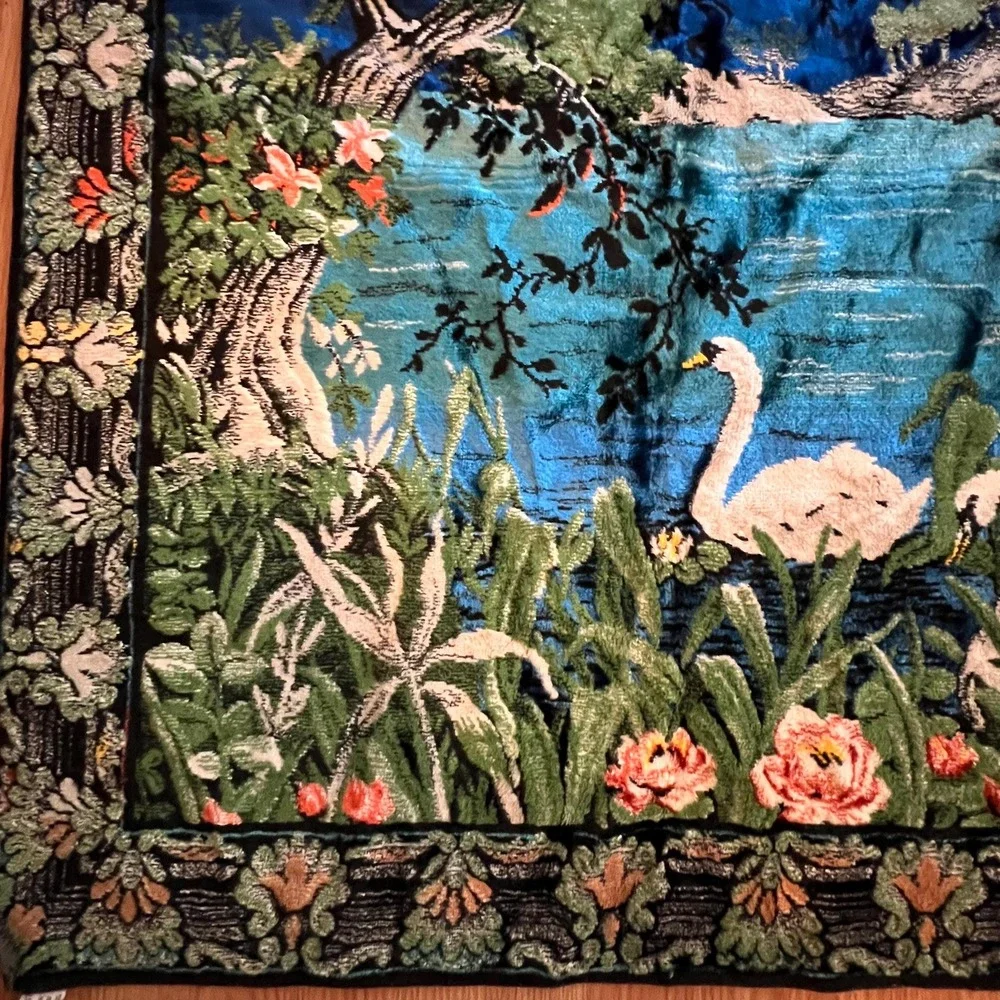 Vintage Swan Lake Large Wall Tapestry | Made In Italy | 74